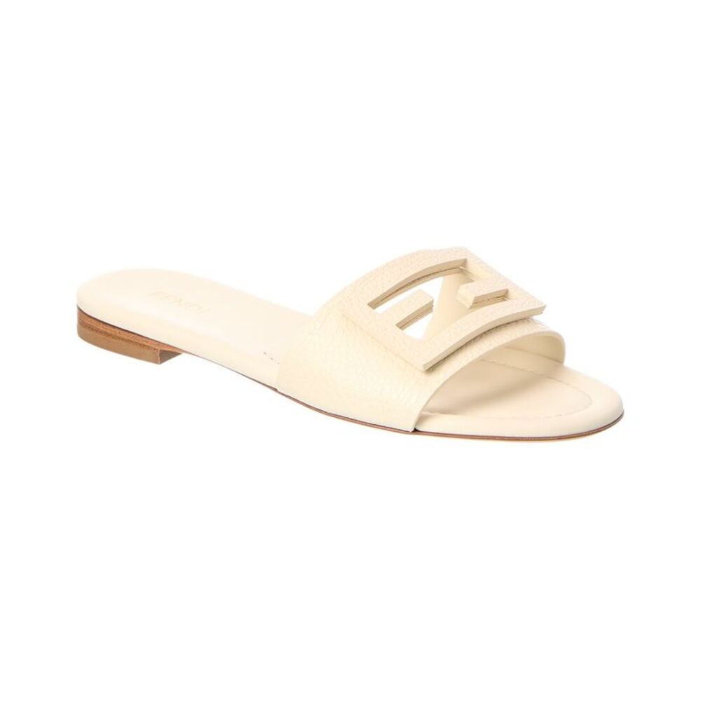 Fendi Tube Leather Sandal, White